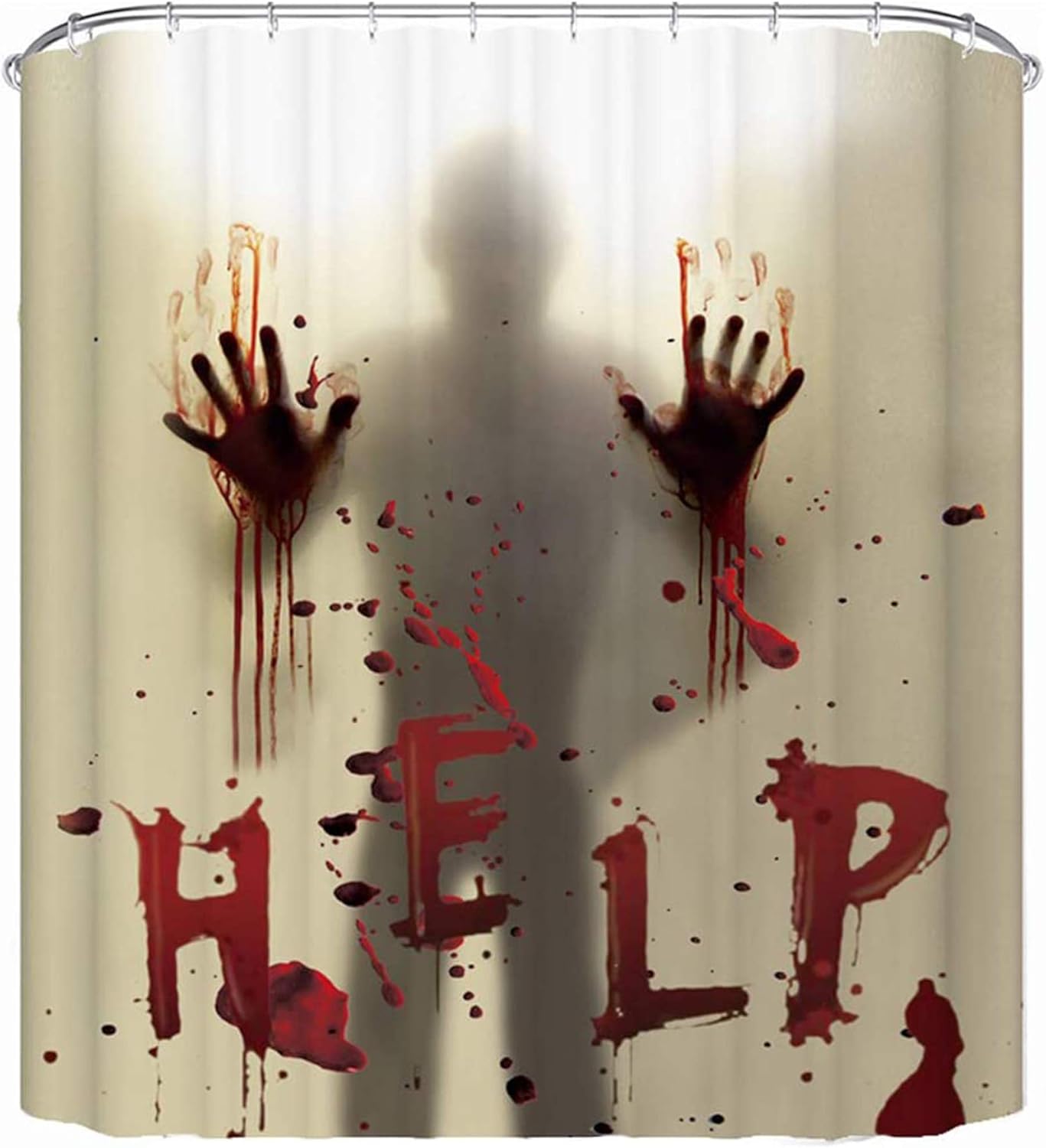 

Halloween Shower Curtain Liner Window Curtains, Help Me With Bloodys Hands For Halloween Decorations Theme Decor Props Bathroom W60H190(CM)-1 Pcs