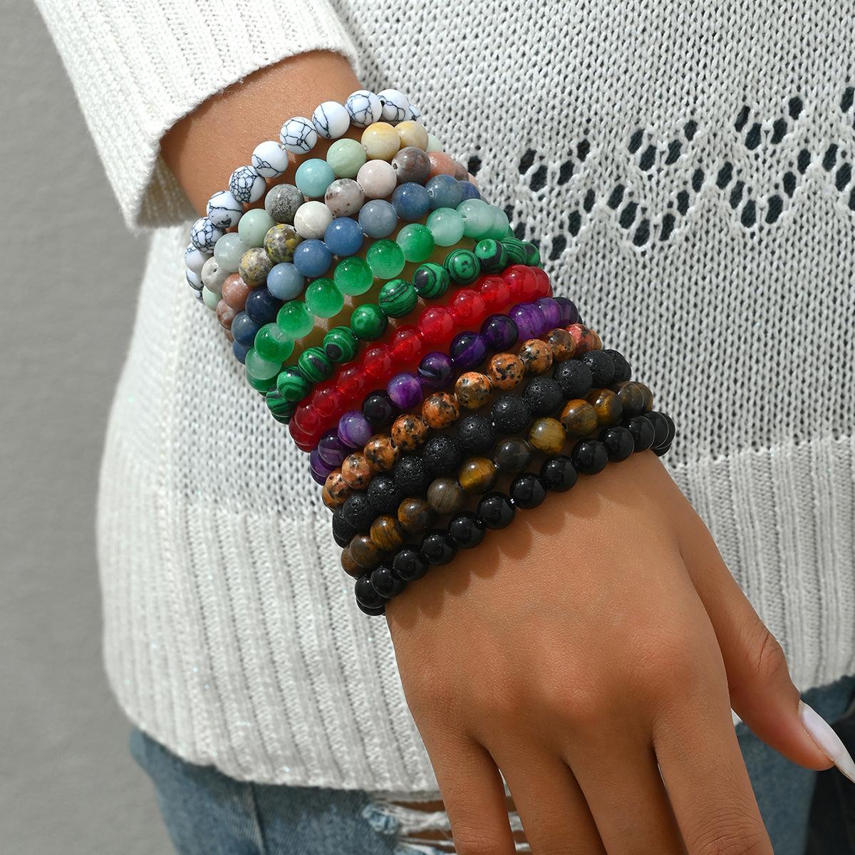 

Набор браслетов из натуральных камней с геометрической формой, разноцветные браслеты с высококачественным дизайном, подходят для мужчин и женщин.
