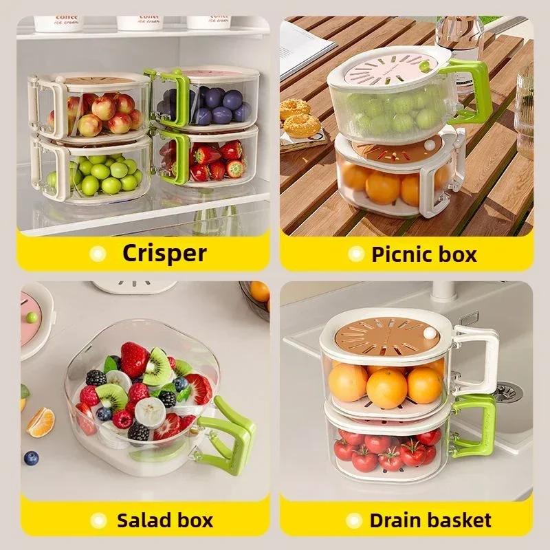 Fruit Washing and Draining Basket, Food Grade High Aesthetics with Lid, 2026 New Fruit Washing and Filtering Basket, Portable