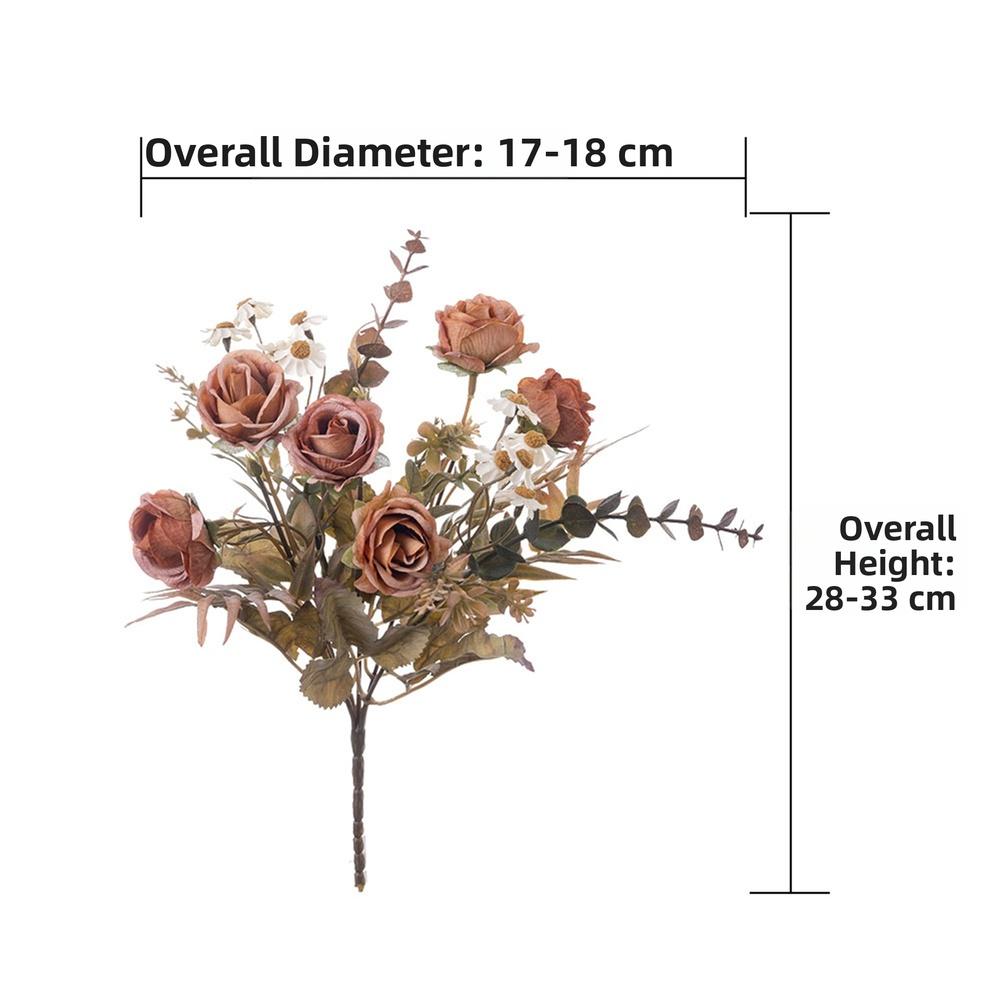 Artificial Rose Bouquet Fake Floral Ornament Complete Set Arrangement