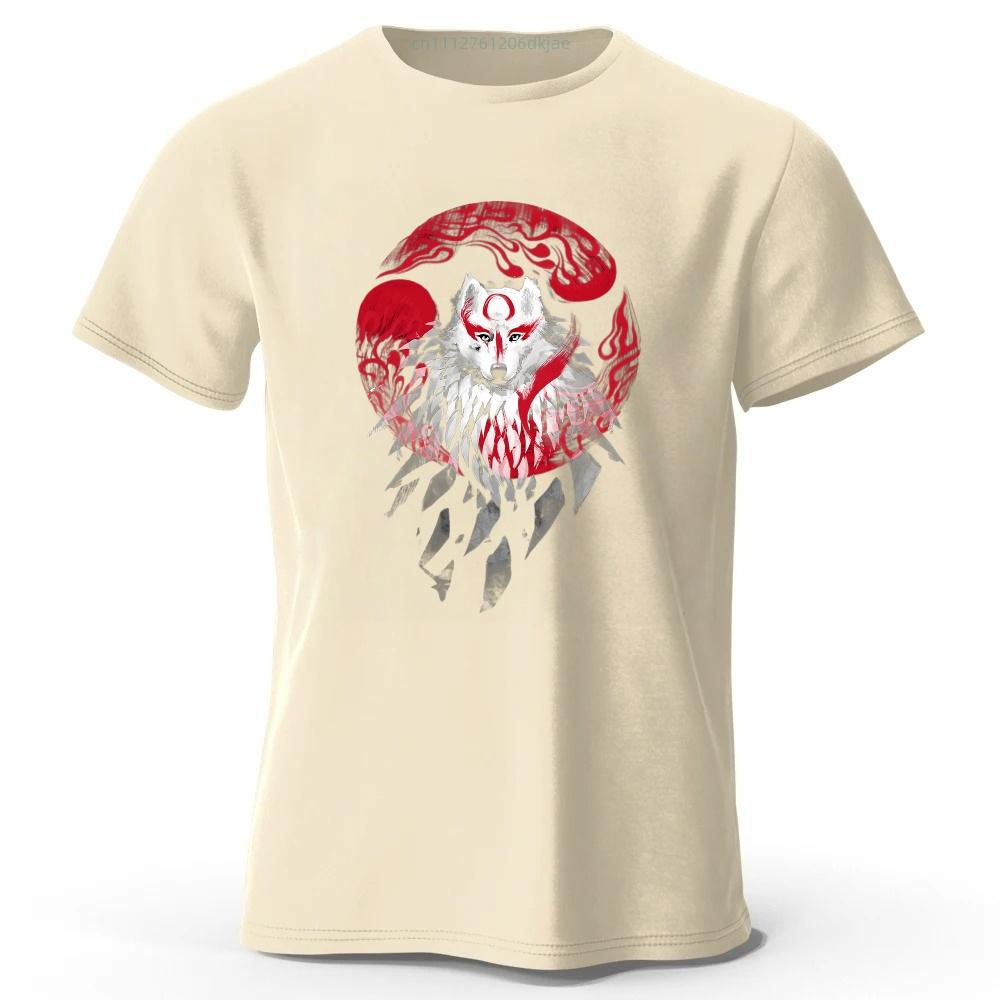 SpringSummer New Mythical White Wolf Cotton Short Sleeved Mens Street Casual Trendy Tshirt Large Loose Comfortable Top