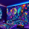 Neon Space Disc Alien Tapestry Wall Decoration Background Wall Machine Washable Hanging Cloth Room Decoration