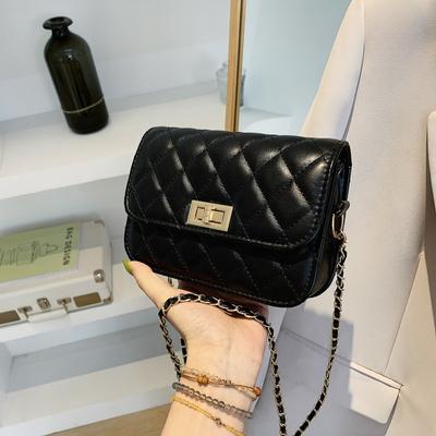 Bolsa quadrada pequena com corrente de cor sólida em losango, nova tendência, bolsa de ombro da moda, estilo estrangeiro simples, bolsa mensageiro feminina