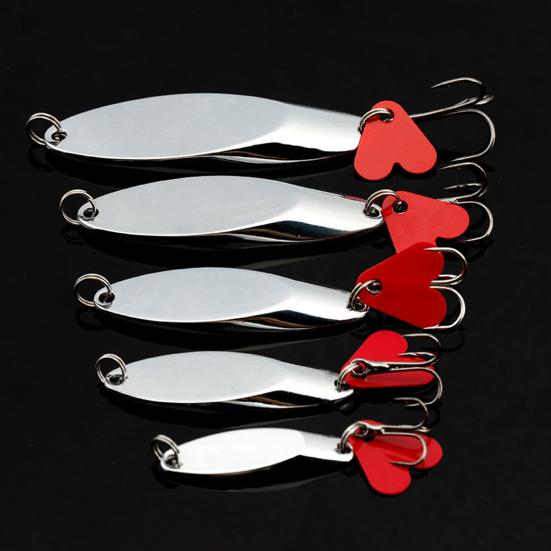 5Pcs Fishing Spoons Fishing Lures Compact Portable Casting Spoon Treble Hooks Jigs Hard Metal Spinner Baits for Freshwater Saltwater