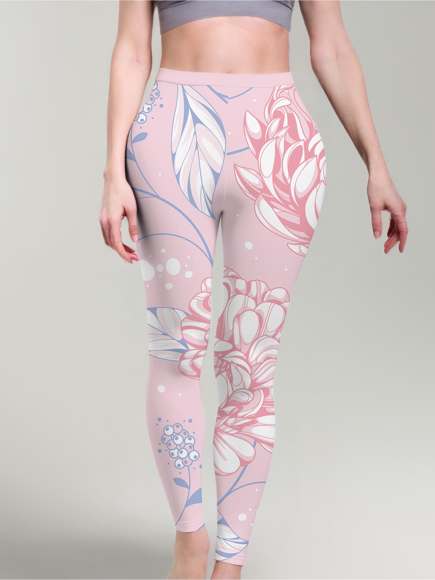 

High Elasticity Women s Digital Print Yoga Cropped Pants - Spring/Summer Casual Wear M