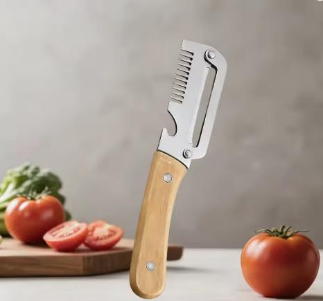 Kitchen Peeler Stainless Steel Vegetable Peeler with Wooden Handle for Peeling and Slicing Fruits and Vegetables Kitchen Tool