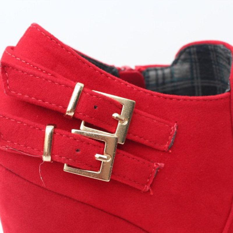 New Arrival High Heels Ankle Boots for Women 15 Cm Wedges Shoes Woman Red Black Custom Design Platform Boots Winter WSH5005