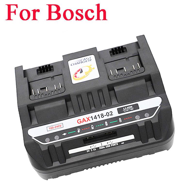 

2 Port Li-Ion Battery Charger For For Bosch For For Milwaukee 14.4V 18V 20V DC18SF DCB102 BS1418 BL1830 AL1860 US