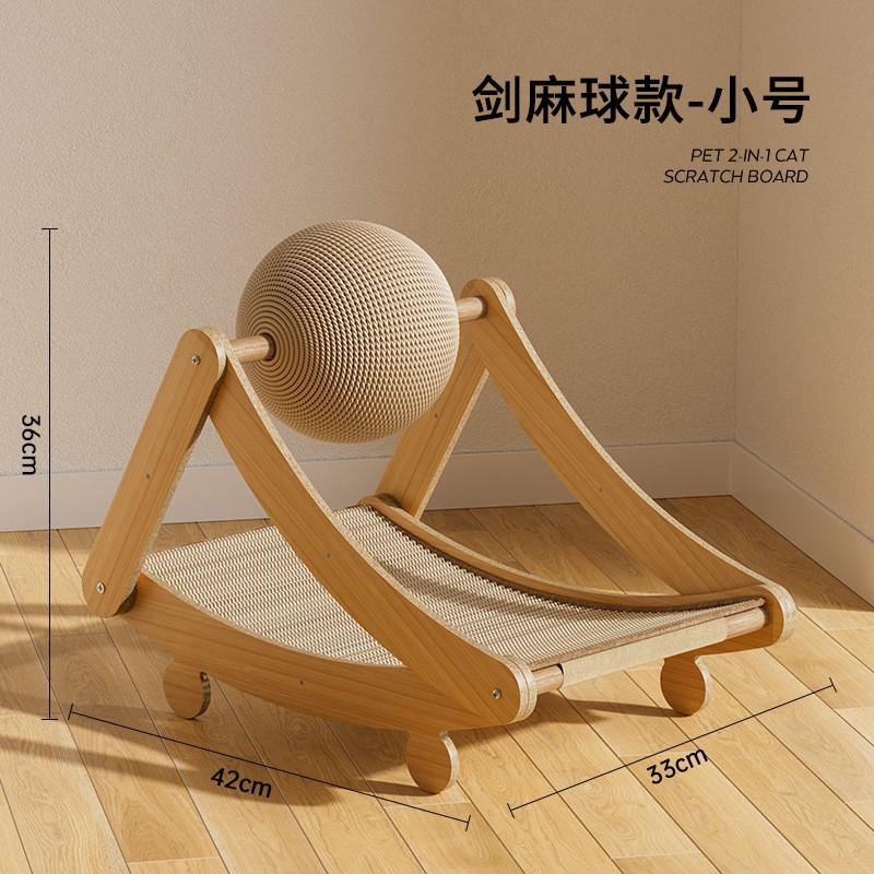 Wooden Cat Scratcher With Integrated Bed Lounge Tower Large Cats Durable Sisal Rope Scratch Surface