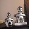 Ceramic Handicrafts Chinese Traditional Retro Abstract Sculpture History Human-shaped Sculpture Gold Font  Decorative Figurines