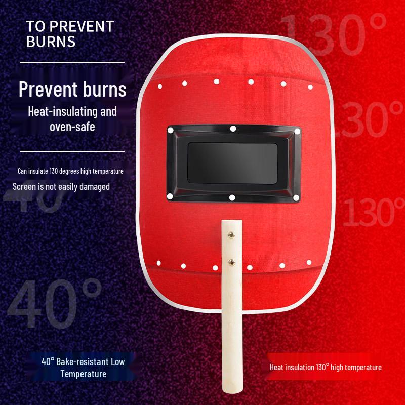 Red Handheld Steel Welding Face Shield - Lightweight Anti-Scald Protection Mask for Arc Welding