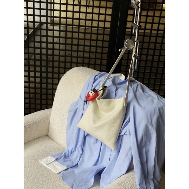 

Casual, Niche and Fashionable Bucket Bag Genuine Leather Women s Bag Single-shoulder Crossbody Underarm Bag One Size бежевий