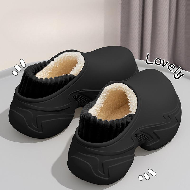 Hausschuhe, Indoor Zuhause, Dicksohlige Taschen und Wasserdichte Plüsch-Baumwollschuhe für Damen