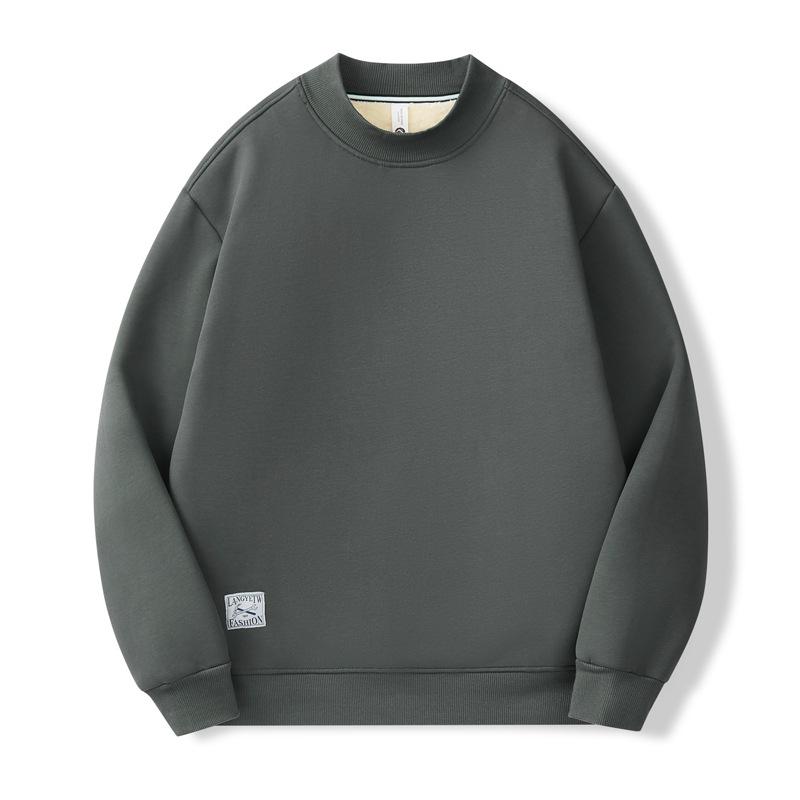 

560G Thick Lambswool Hoodie, Half-High Collar, Loose Fit, Solid Color, Fleece-Lined for Warmth 2XL