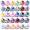 10pcs/lot Colour Printed Striped Beads Acrylic Beads Round Spacer Beads For Jewelry Making DIY Bracelets Necklace Accessories