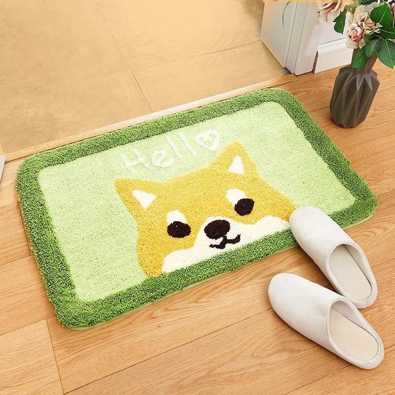 Floor Rug Door Mats Cute Animal Embroidery Bathroom Door Absorbent Pads Toilet Indoor Anti Slip Mats Welcome Mat