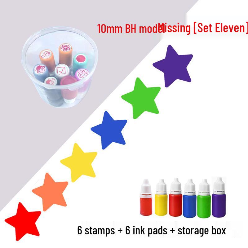 Children's Reward Stamp Set: Cartoon Teacher Small Red Flower Stamps for Kindergarten and Primary School