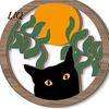 Artistic Cat Wall Piece 4Pcs 3D Boho Decoration, Round Wooden Hangings, Animal Star Sun Moon Layered Wood Hanging Botanical Decor, Plaque for