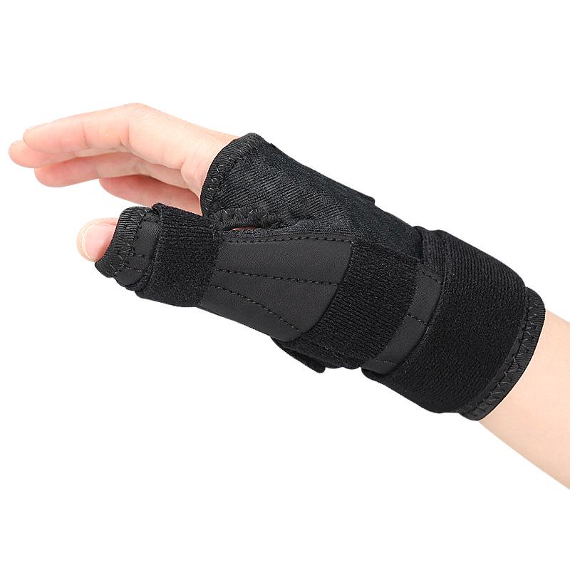 Double Thumb Support Breathable Sports Wristband with Velcro Compression One Size