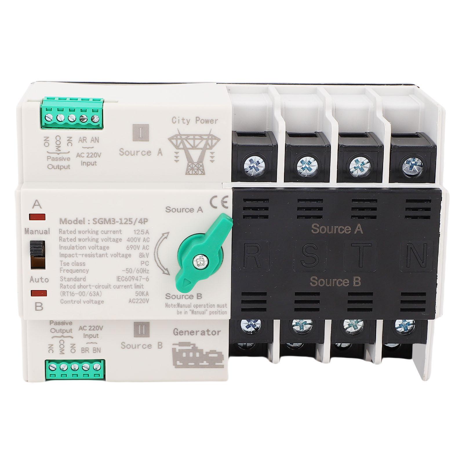 

Автоматичний перемикач живлення 4P 400V 125A Перемикач для генератора для торгового центру