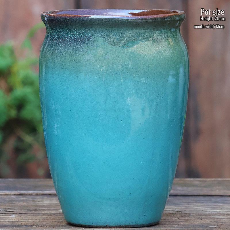 Handmade Large Coarse Pottery Succulent Flower Pot – Round Purple Sand Ceramic Planter