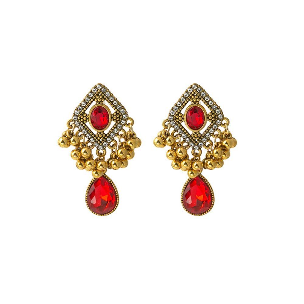 

High-end Color Matching Earrings Light Luxury Vintage Drop Ear Stud Sector Stud Earrings Women