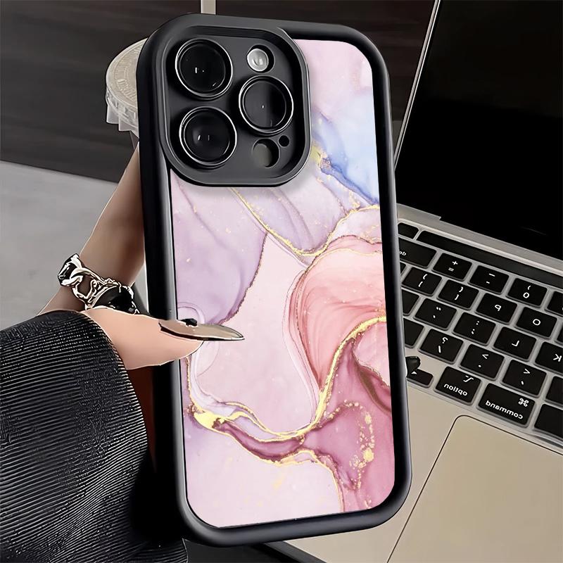 Phone Case for iPhone 17 Air 16E 15 16 Pro Max Gold Granite Marble Pattern Cover 14 Plus 13 12 Mini Soft Shell Silicone Fundas