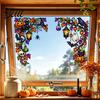Decorative Glass Film 2Pcs Halloween Corner Static Window Clings Floral Pumpkin Bat Black Wall Decor Cat PVC Stickers Reusable Decals for