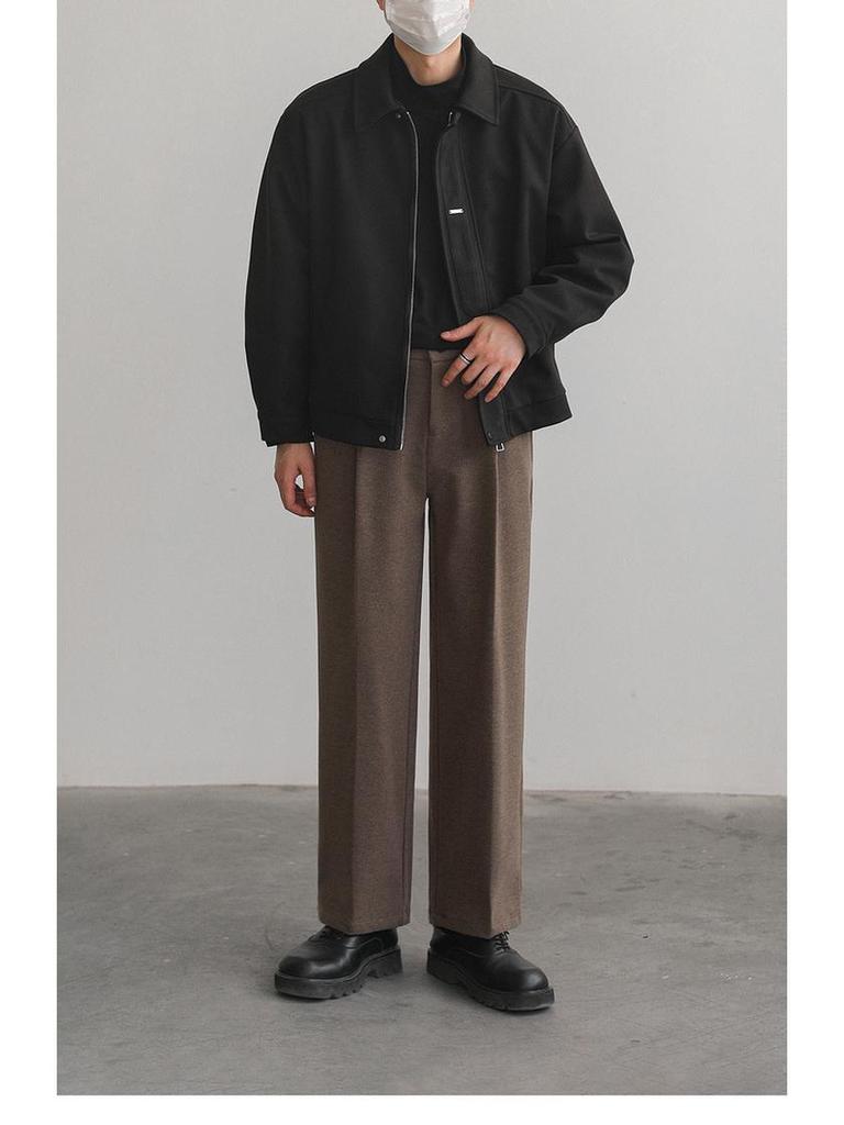 Herren locker geschnittene Retro-Wolljacke mit Revers - Koreanischer Herbst/Winter Stil