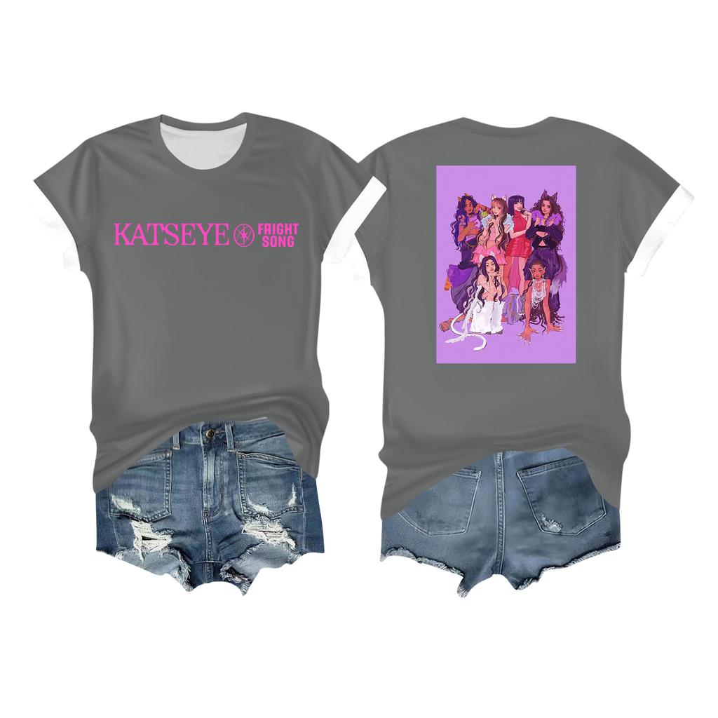 Women's Casual Printed T-shirt Round Neck Pullover Short Sleeve Top