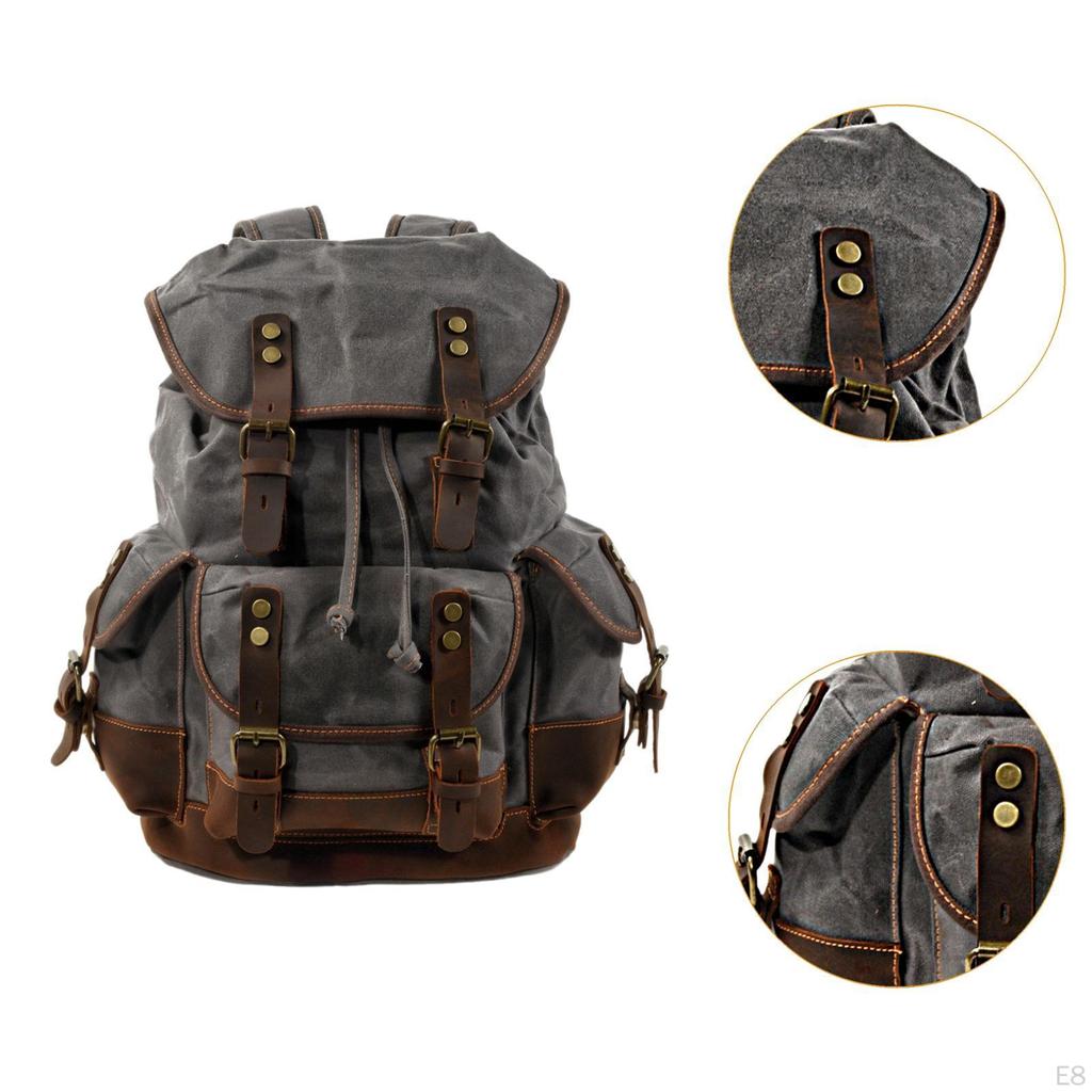 Canvas Backpack Casual Daypack Outdoor Portable Men Women Hiking Travel Rucksack Knapsack for