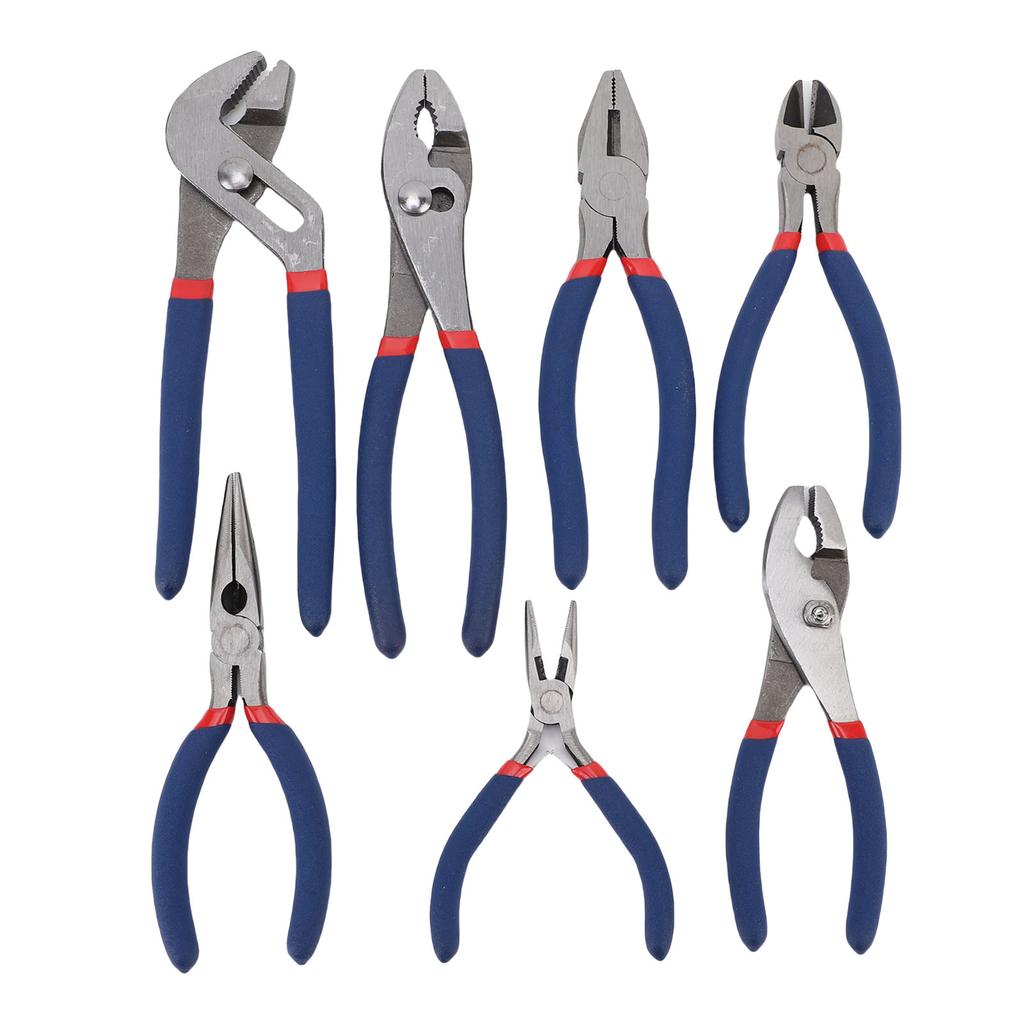 7PCS Pliers Set Includes Groove Joint Slip Joint Linesman Diagonal and Long Nose Pliers Multipurpose Tools for Car Repair