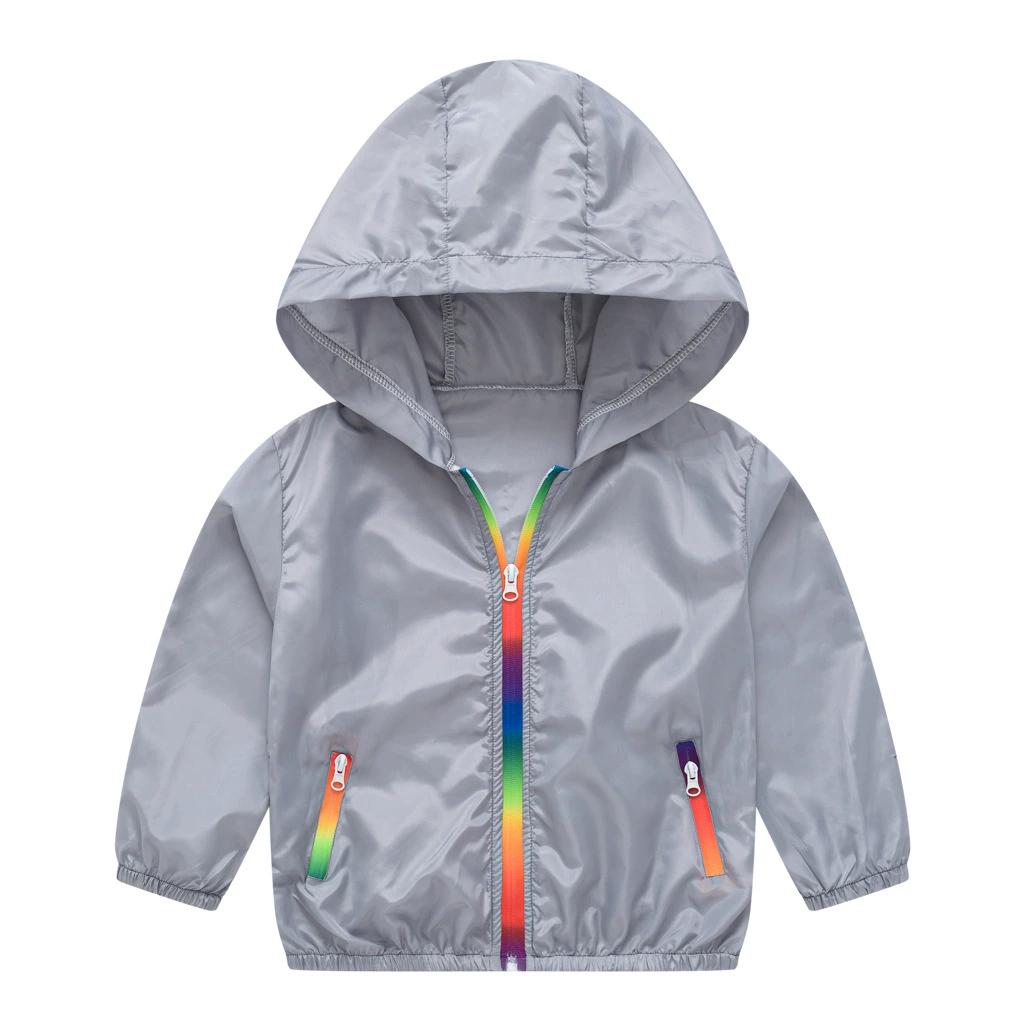 Children's Summer Hooded Breathable Sunscreen Long Sleeve Lightweight Zipper Jacket