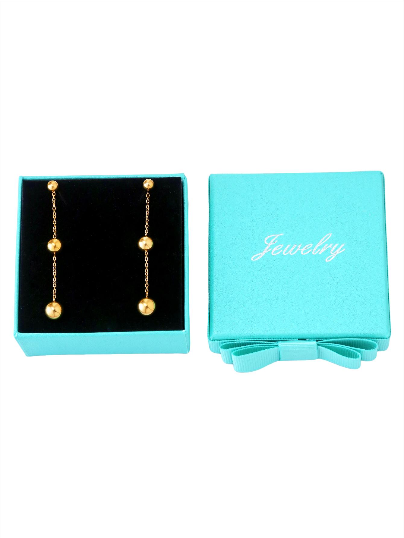 

Элегантный Шарм Мода Простой Высокий Уровень Чувства Нержавеющая Сталь 18K Позолоченные Бусины Подвеска Серьги Женские Модели в Подарочной Коробке