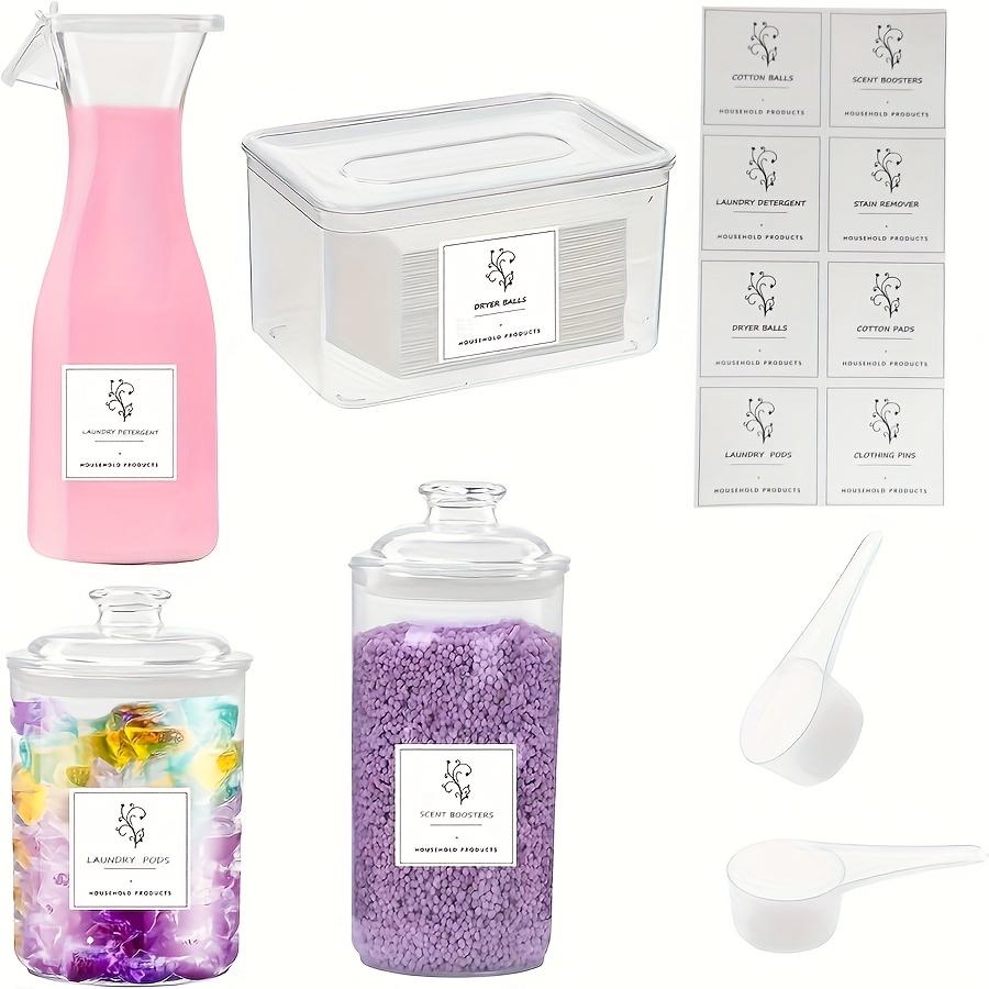 

4 Pack Laundry Storage Containers Jars Liquid Laundry Detergent Dispenser, with Labels & Scoops Laundry Detergent Dispenser