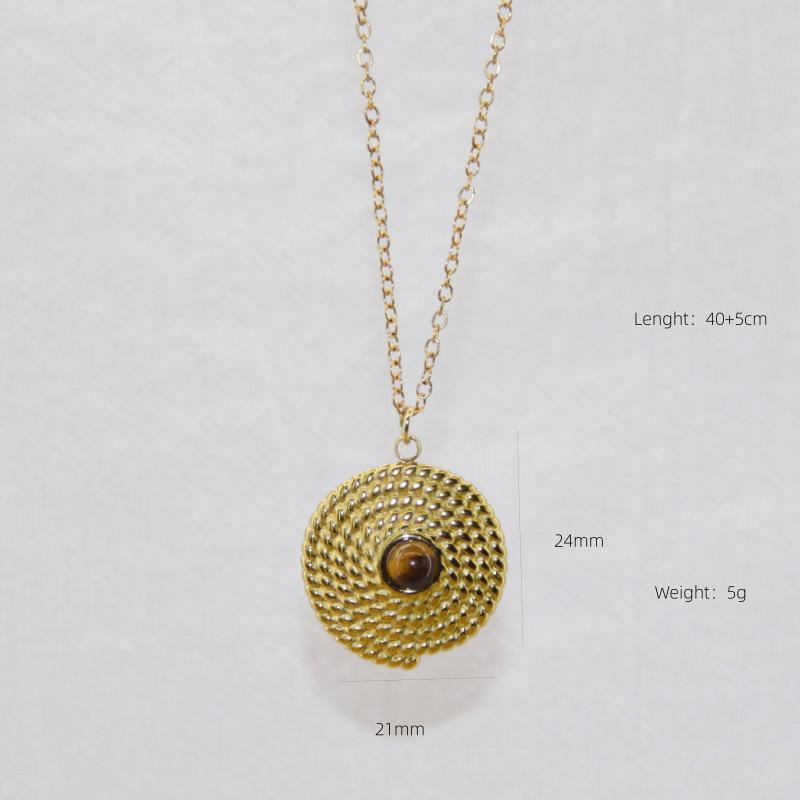 Maillard Tiger Eye Titanium Necklace: Non-Fading, Light Luxury Women's High-End Retro Pendant