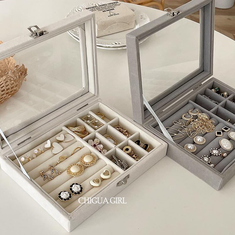 Jewelry Storage Box Earring Ring Necklace Organizers Storage Transparent Jewlery Holder Display Box for Jewelry Classification