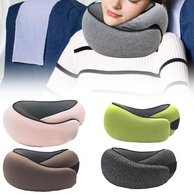 U-shaped Travel Neck Pillow Soft Adjustable Memory Foam Pillow with Drawstring Bag Supports Head Neck and Chin Airplane Cushion