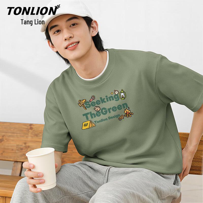 

Мужская вафельная футболка с коротким рукавом TonLion 4XL