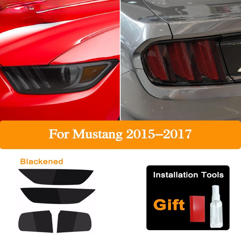 Car Headlight Protective Film For Ford Mustang 2015-Present Shelby GT500 Taillight Tint Black Transparent TPU Sticker Accessorie