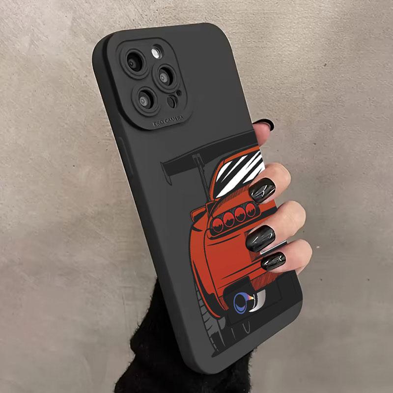 Phone Case For iPhone 14 13 15 16 Pro Max 11 12 Mini Plus X XR XS Max SE 2022 Stylish Car Pattern Shockproof Soft Back Cover