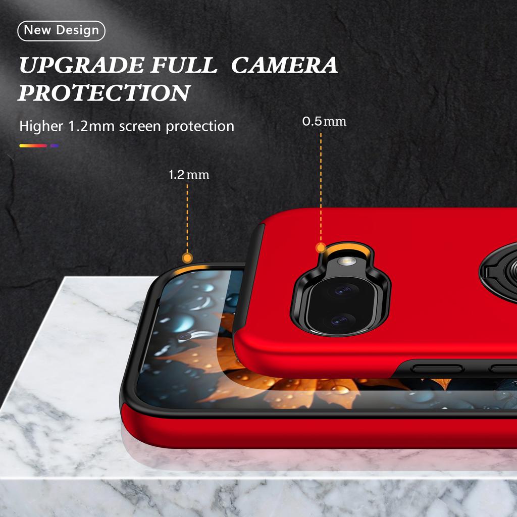 For Google Pixel 9a Case PC + TPU Phone Cover with Rotatable Ring Holder