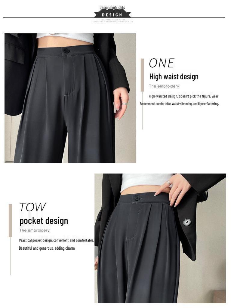 2026 Spring/Summer Women's High-Waisted Wide-Leg Floor-Length Pants