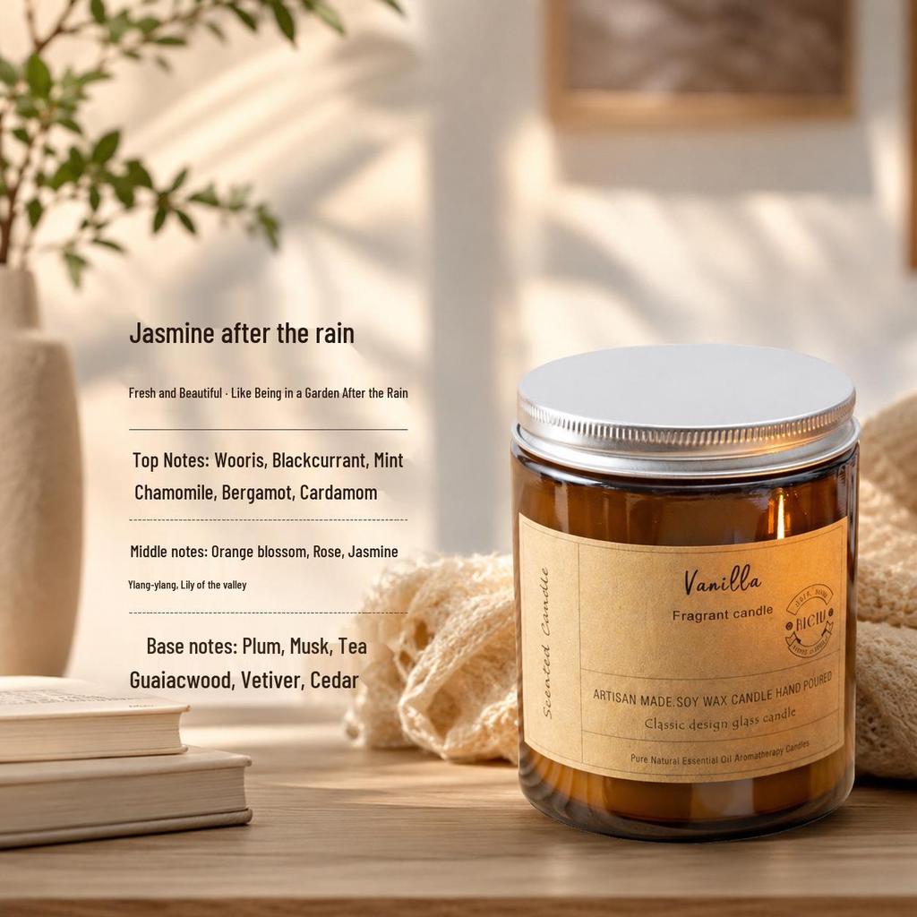 Luxury Long-lasting Soy Wax Candle - High-end Glass, Indoor Aroma, Perfect for Bedroom Decor & Gifts