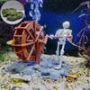 Decorazione per Acquario Bubbler Scheletro Dinamico Ornamento Ruota Idraulica Scheletro Cinetico Scheletro Mobile Alimentato ad Aria per Paesaggio Subacqueo Statua Animata per