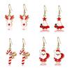 Cross-border Women's Christmas Candy Cane Santa Hat Earrings - Creative Holiday Jewelry Gifts