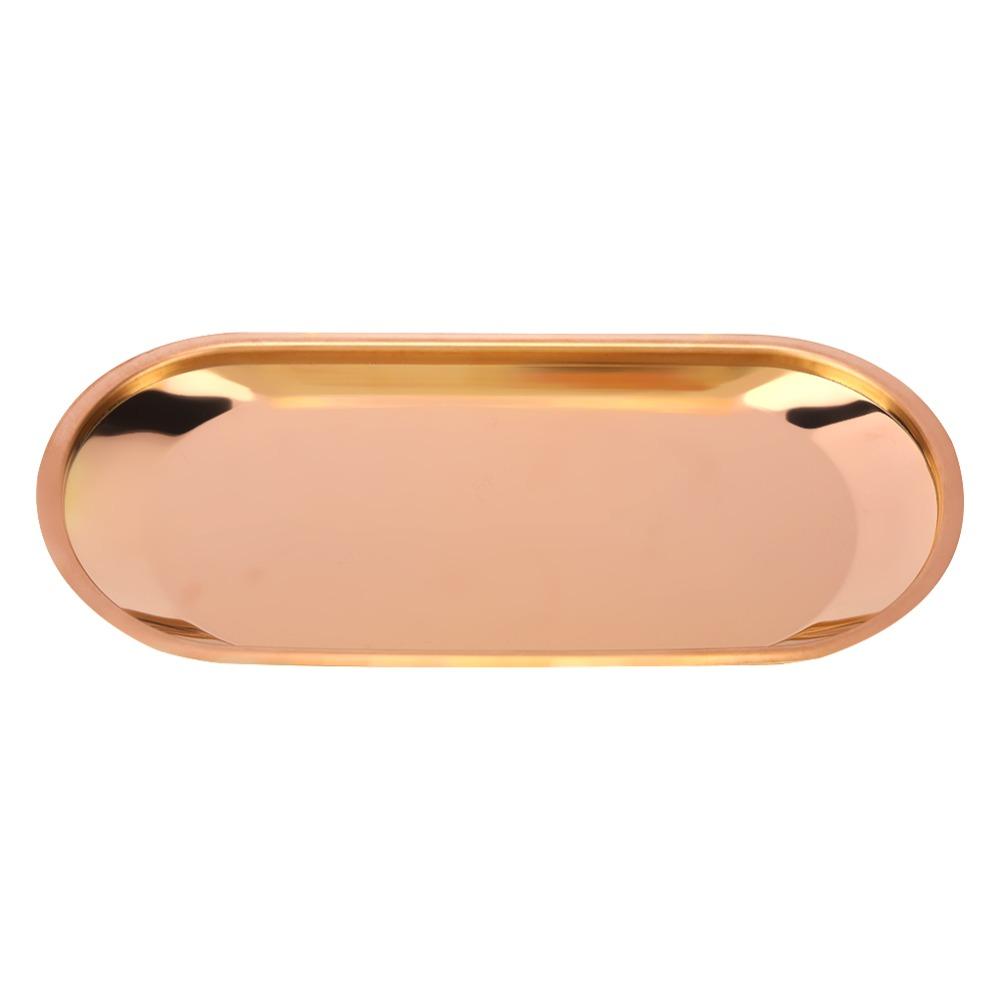 Rustless steel Towel Tray Oval Outline Storage Tray Decorative Look Display Dish  Fruit Nut Storage