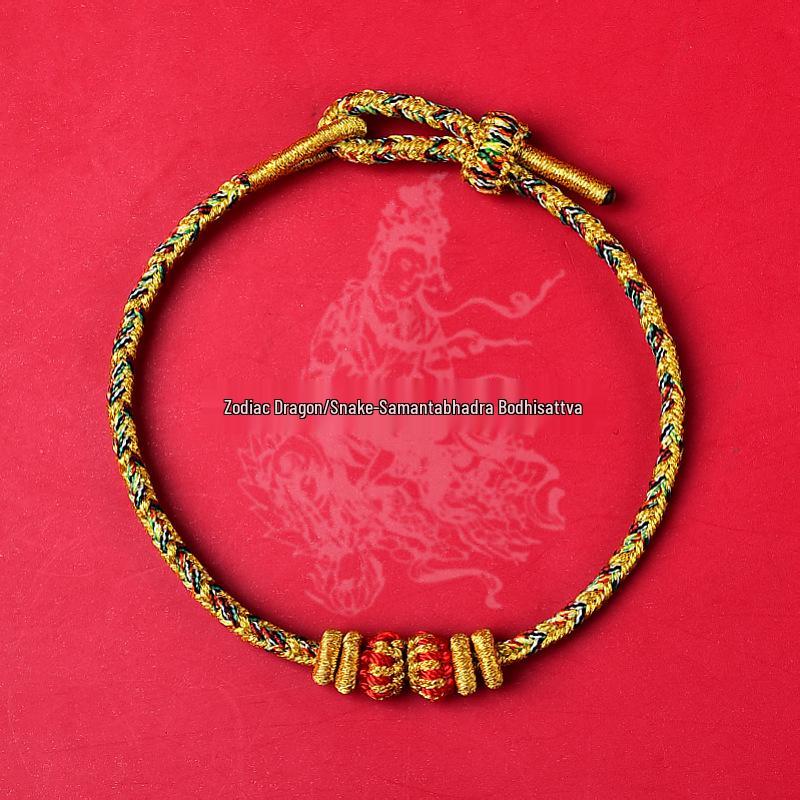 2026 Year of the Horse Zodiac Red String Bracelet with Micro-Carved Buddha Projection and Eight Guardian Deities