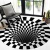 Black And White Stereo Vision Round Carpet Living Room Bedroom Coffee Table Floor Mat 3D Illusion Trap
