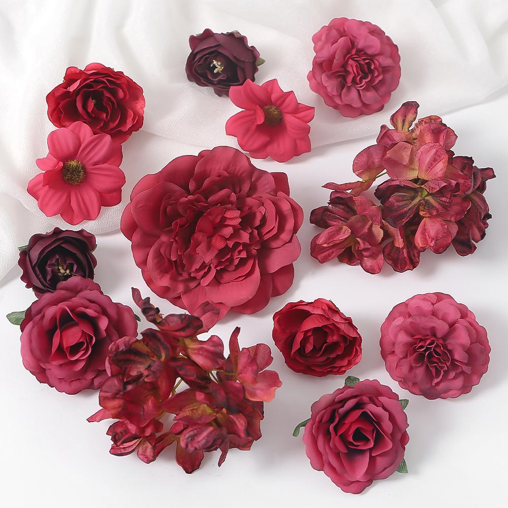 13Pcs Mini Random Mix Artificial Flowers Silk Fake Flowers for Home Decor DIY Craft Gifts Accessories Bride Wedding Decoration